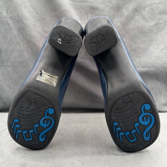 John Fluevog Operetta Bordoni Ankle Boots Women’s 8 Navy & Red Leather - Picture 13 of 16